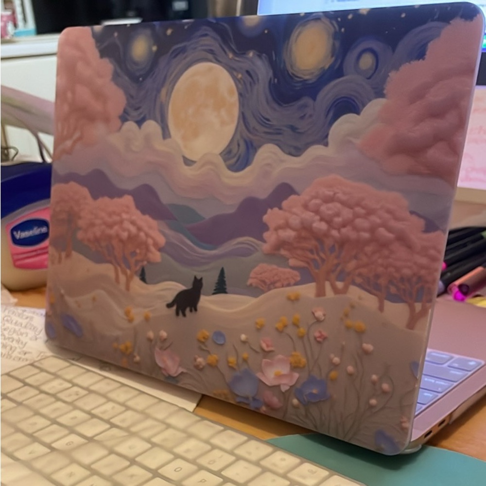 NEW kitty 🐱 under starry night 🌌 cute laptop 💻 case for MacBook Air 13 inch